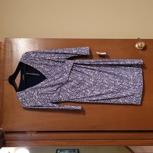 Ralph Lauren faux wrap dress, navy blue and white